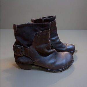 Fly London Mel Buckle Ankle Boots - Dark Brown - Size 8